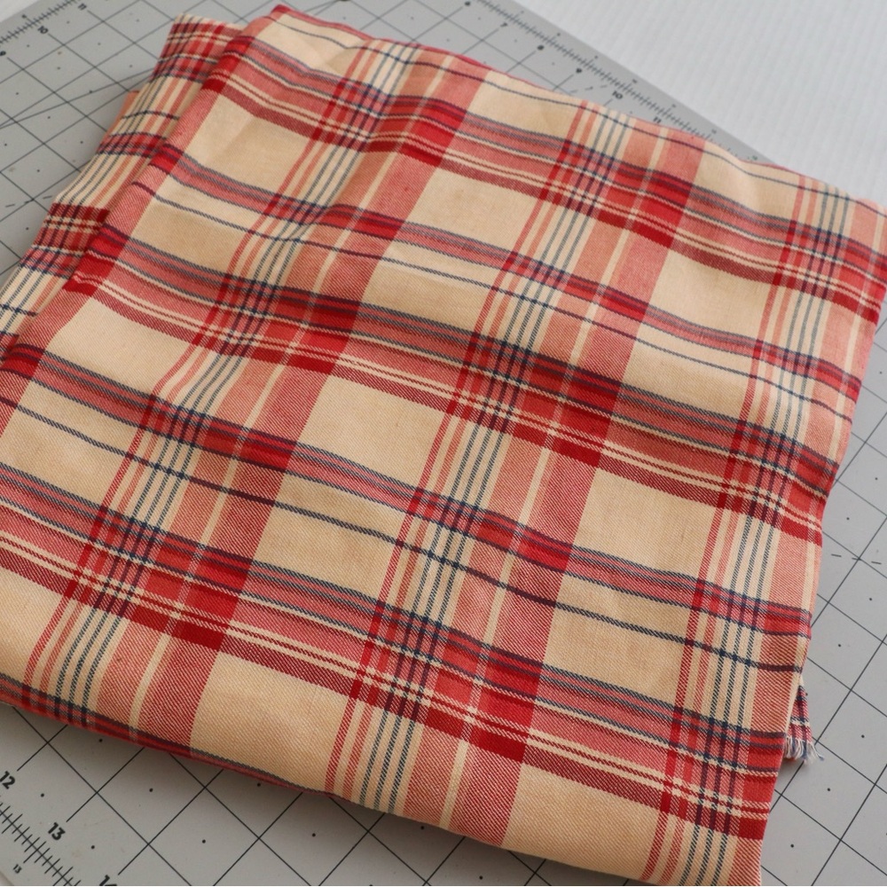Red plaid linen viscose fabric, 1.5 meters